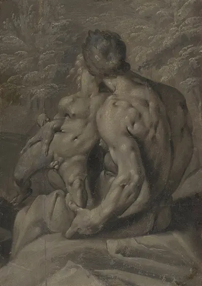 Two Male Nudes by Корнелис Корнелисз ван Харлем, 1590 — digital art print download