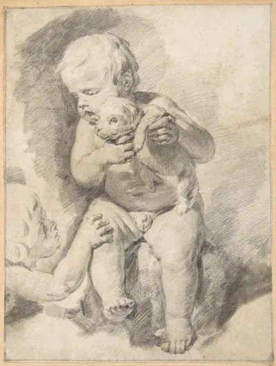 Two Boys with a Puppy by Cornelis Visscher — digital art print download