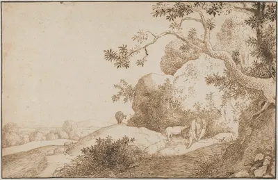 Mountain Landscape with a Distant View Behind by Хендрик Корнелис Врум, 1635–1640 — digital art print download