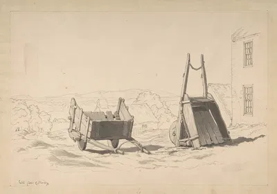 Irish Cars (Study of Two Carts in a Landscape) by Корнелиус Варли, 1800–1873 — digital art print download
