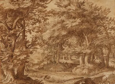 Forest Landscape with a Distant Castle by Денис ван Алслоот, 1608 — digital art print download