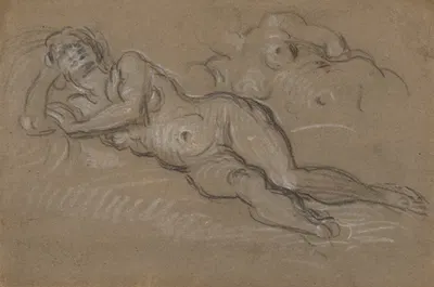 Two Studies of a Reclining Female Nude by Domenico Tintoretto, 1590–1610 — digital art print download