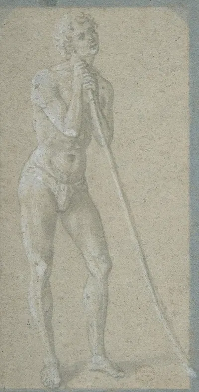 Standing Youth Leaning on a Long Staff by Domenico Veneziano — digital art print download