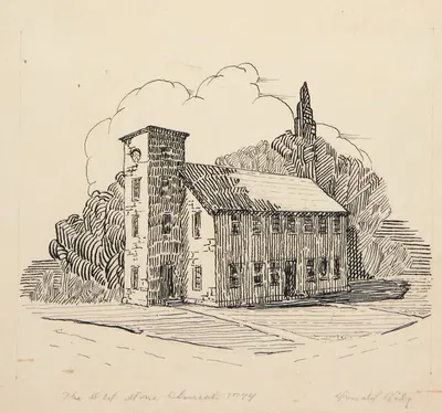 The Old Stone Church by Donald Kirby, 1774 — digital art print download