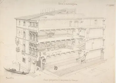 Perspectival Cross-Section of a Venetian Palace by Eugène-Emmanuel Viollet-le-Duc — digital art print download