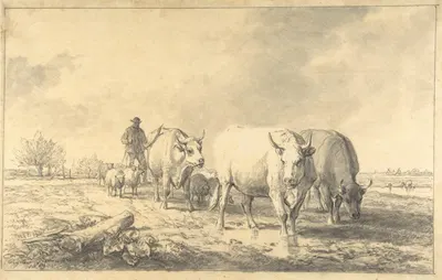 Cows in a Landscape by Южен Жозеф Вербокховен — digital art print download
