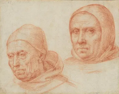 Heads of Two Dominican Friars by Fra Bartolomeo, 1511 — digital art print download