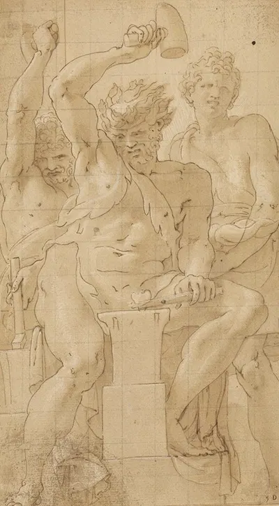 Vulcan at His Forge by Francesco Primaticcio, 1550 — digital art print download