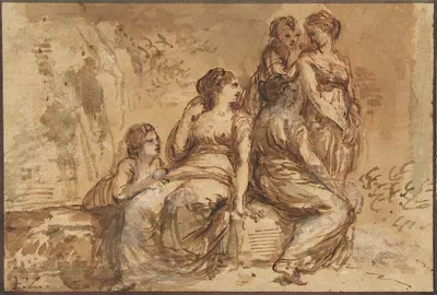 Five Young Women in a Landscape by Francesco Zuccarelli — digital art print download
