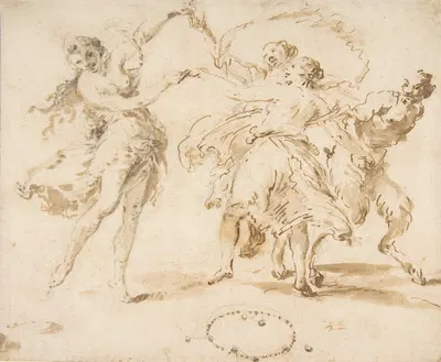 Three Dancing Nymphs and a Satyr by Francesco Zuccarelli — digital art print download