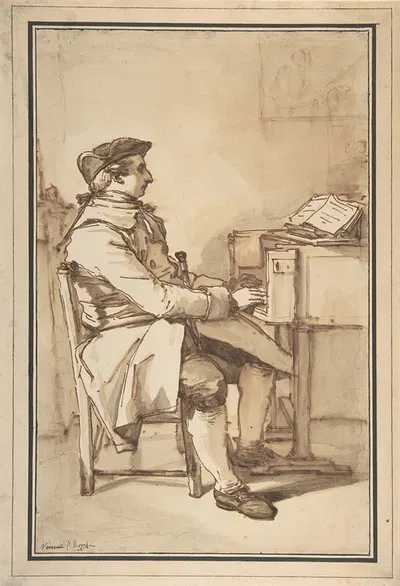 Man Seated at a Keyboard Instrument by Франсуа-Анри Винсент, 1774 — digital art print download