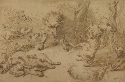 A Wild Boar at Bay by Франс Снайдерс, 1620–1630 — digital art print download