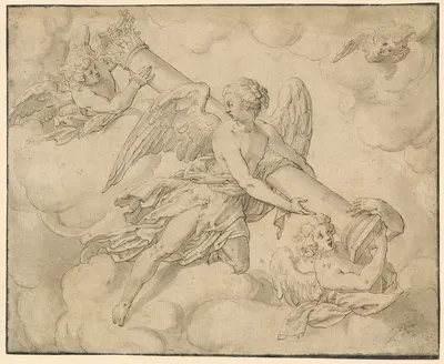 Angels Bearing the Column of the Passion by Friedrich Sustris, 1580–1590 — digital art print download
