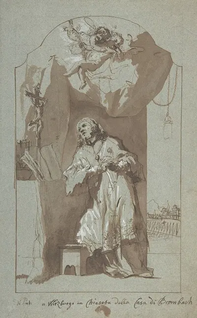 Saint John Nepomuk Praying by Георг Антон Урлауб — digital art print download