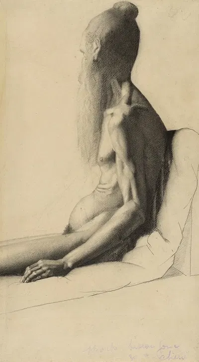 Nude Study of an Old Man by Жорж Сёра, 1878–1879 — digital art print download