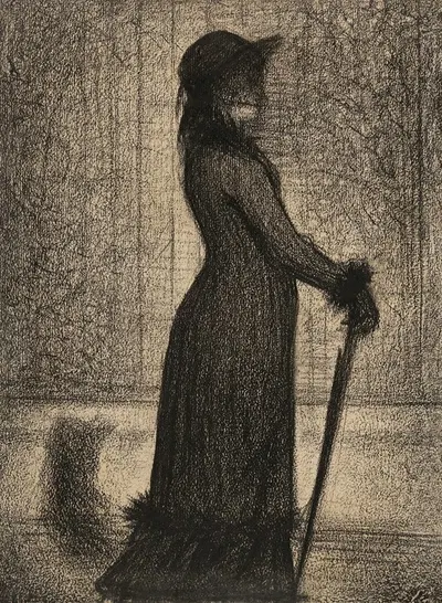Woman Strolling (Une élégante) by Жорж Сёра, 1884 — digital art print download