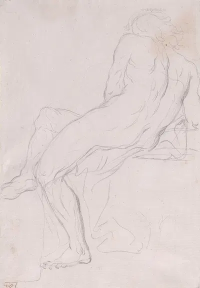 Academy Sketch of a Seated Male Figure. by Giacomo Zoboli — digital art print download