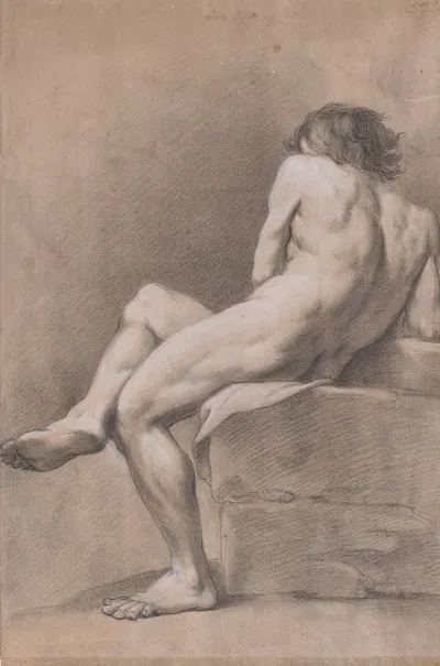 Finished Academy Study of a Seated Male Figure by Giacomo Zoboli — digital art print download