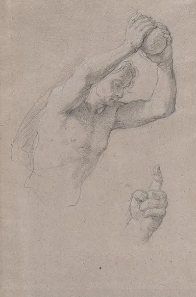 Studies of a Young Man Holding a Stone by Giacomo Zoboli — digital art print download