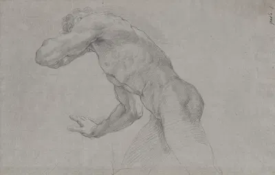 Study of a Nude Man in an Action Pose Seen from the Side by Giacomo Zoboli — digital art print download