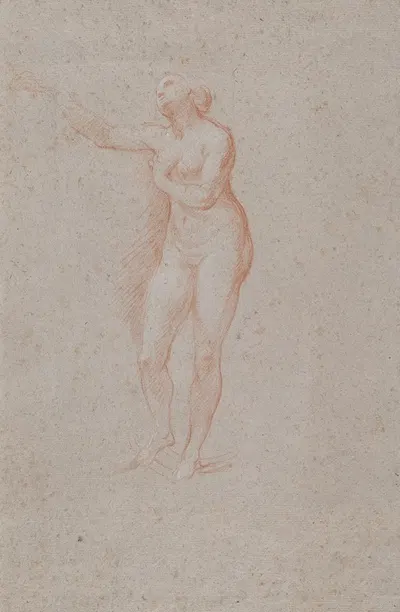 Study of a Standing Female Nude in a Beckoning PoseTurned toward Left by Giacomo Zoboli — digital art print download