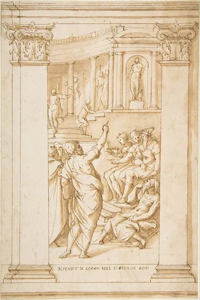 Saint Paul Speaking before King Agrippa (Acts 26) by Джорджо Вазари, 1573 — digital art print download
