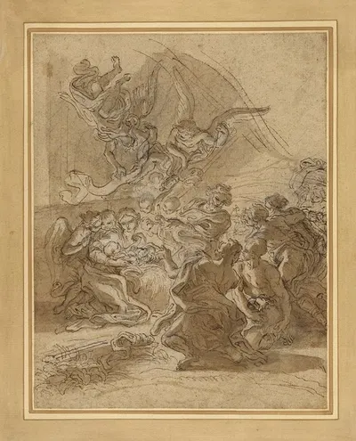 Adoration of the Shepherds by Джованни Баттиста Гаулли, 1672 — digital art print download