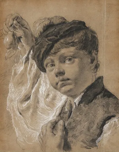 A Boy Holding a Pear by Джованни Баттиста Пьацетта, 1737 — digital art print download