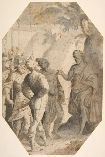 Saint John the Baptist Preaching to a Group of Soldiers by Giovanni Battista Trotti — digital art print download