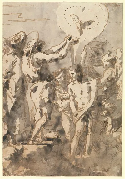 The Baptism of Christ (with Saint John, Without his Cross, in Profile to the Right) by Джованни Доменико Тьеполо — digital…