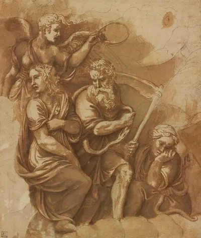 Victory, Janus, Chronos and Gaea by Джулио Романо, 1532–1534 — digital art print download