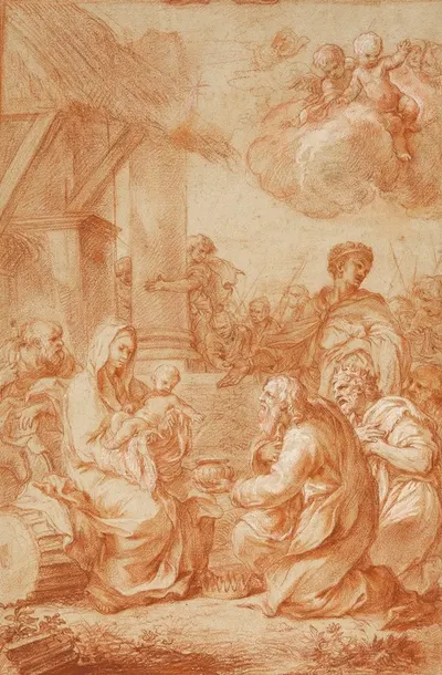 The Adoration of the Magi by Guillaume Courtois, 1665 — digital art print download
