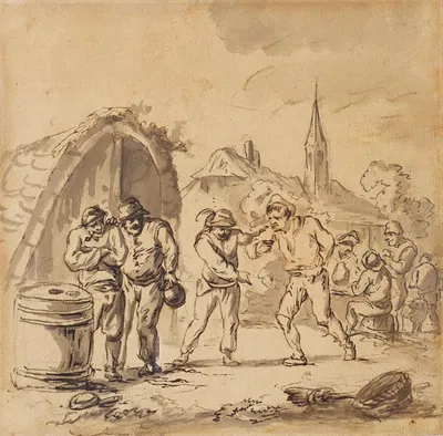A Peasant Scene by Haarlem School, 1675 — digital art print download