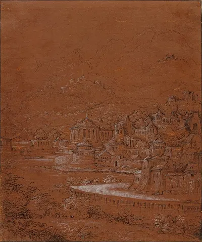 Mountain Landscape with an Imaginary City by Ханс Лаутенсак, 1554–1555 — digital art print download