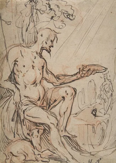 Saint John the Baptist in a Landscape by Hans Stutte, 1600–1625 — digital art print download