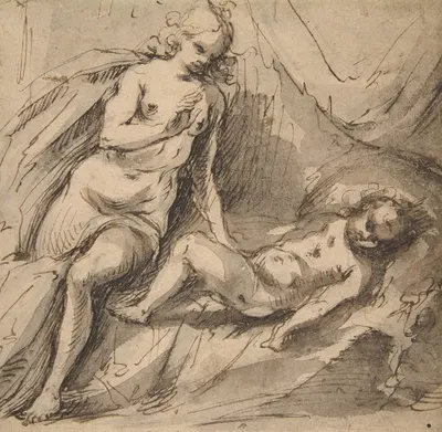 Venus and Sleeping Cupid by Hans Stutte, 1600–1625 — digital art print download