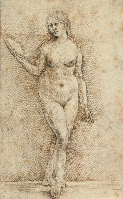 Nude Woman with a Mirror (Vanitas) by Ганс фон Кульмбах, 1500–1505 — digital art print download