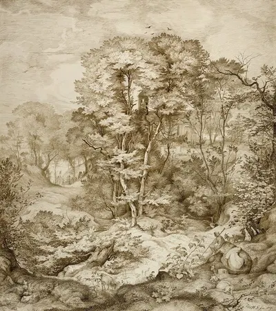 Landscape with Forest Chapel by Генрих Иоганн Гертнер, 1847 — digital art print download