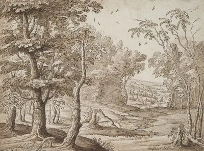 Clearing in the Woods by Hendrik Hondius the Elder — digital art print download