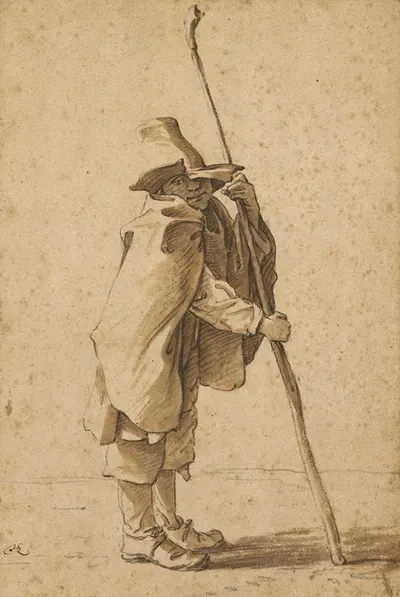 A Young Herdsman Leaning on his 'Houlette' by Херман Сафлевен, 1650 — digital art print download