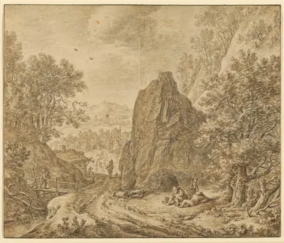 Mountain Landscape with Figures by Херман Сафлевен, 1648–1652 — digital art print download