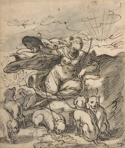 Diana Resting with Her Hounds by Hermann Weyer — digital art print download