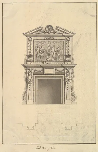 Hall Chimney-Piece, Houghton Hall, Norfolk by Isaac Ware, 1735 — digital art print download