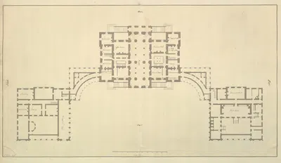 Houghton Hall, Norfolk, Ground Floor (Basement) Plan by Isaac Ware, 1735 — digital art print download