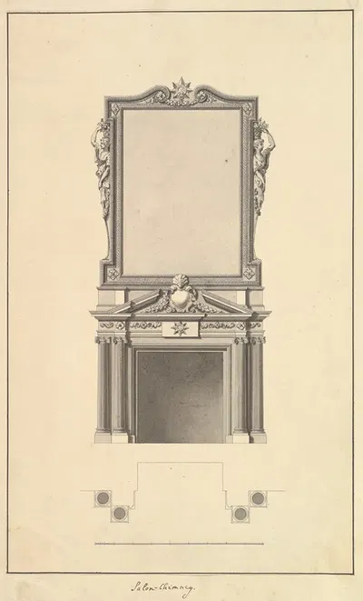 Salon Chimney, Houghton Hall, Norfolk, Elevation by Isaac Ware, 1735 — digital art print download