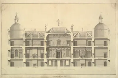 Section of the East Front, Houghton Hall, Norfolk by Isaac Ware, 1735 — digital art print download
