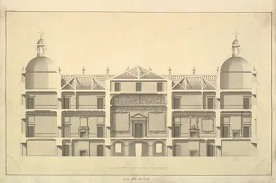 Section of the West Front, Houghton Hall, Norfolk by Isaac Ware, 1735 — digital art print download