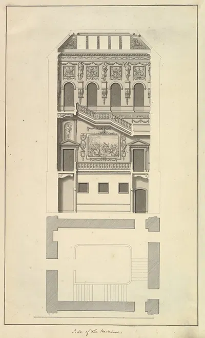 Side of the Staircase, Houghton Hall, Norfolk, Elevation by Isaac Ware, 1735 — digital art print download