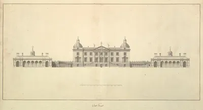 The West Front of Houghton Hall, Norfolk, Elevation by Isaac Ware, 1735 — digital art print download