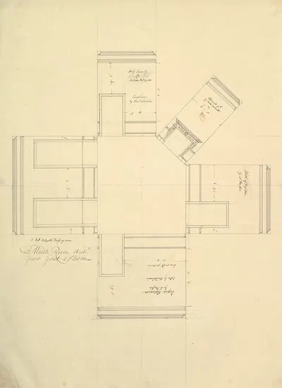 Treasury House, 10 Downing Street, London; Plan of Sir Robert Walpole's Dressing Room (Middle Room, West Front, First…